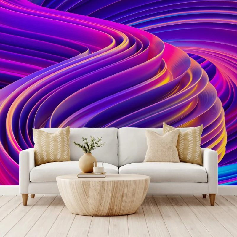 Fototapete leuchtender lila 3d bandwirbel