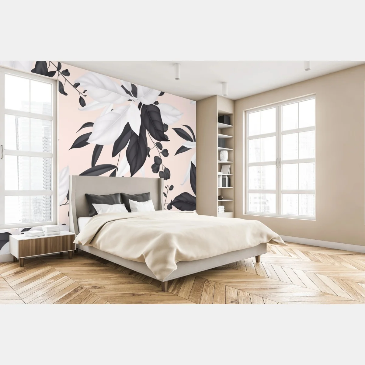 Fototapete zarte pastell botanische blätter – Wallnifity® Fototapete zarte pastell botanische blätter – Wallnifity®