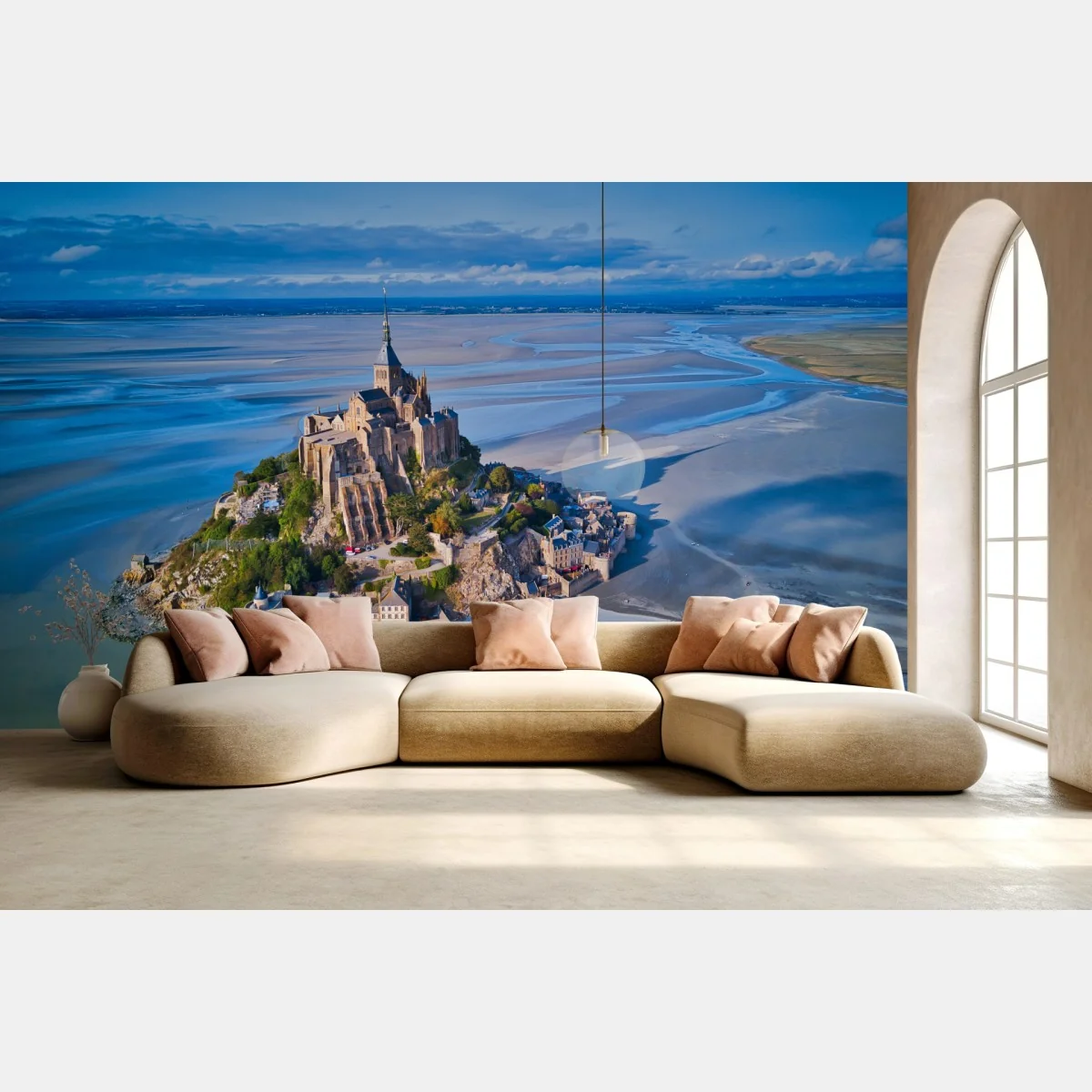 Fototapete Mont Saint-Michel luftaufnahme panorama – Wallnifity®