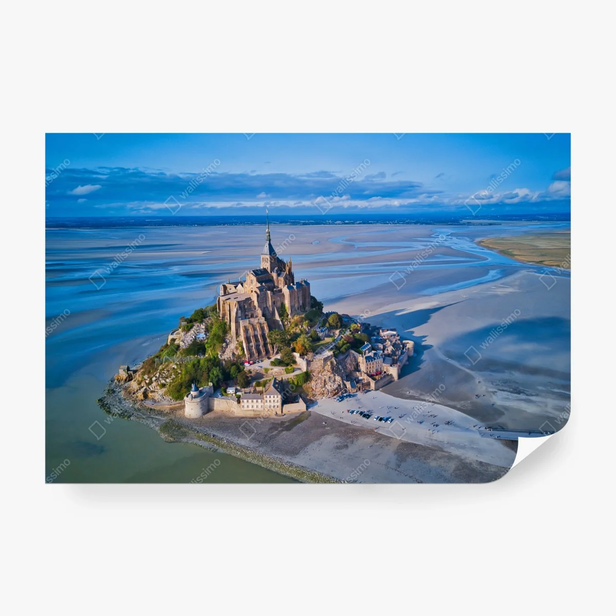 Fototapete Mont Saint-Michel luftaufnahme panorama – Wallnifity®