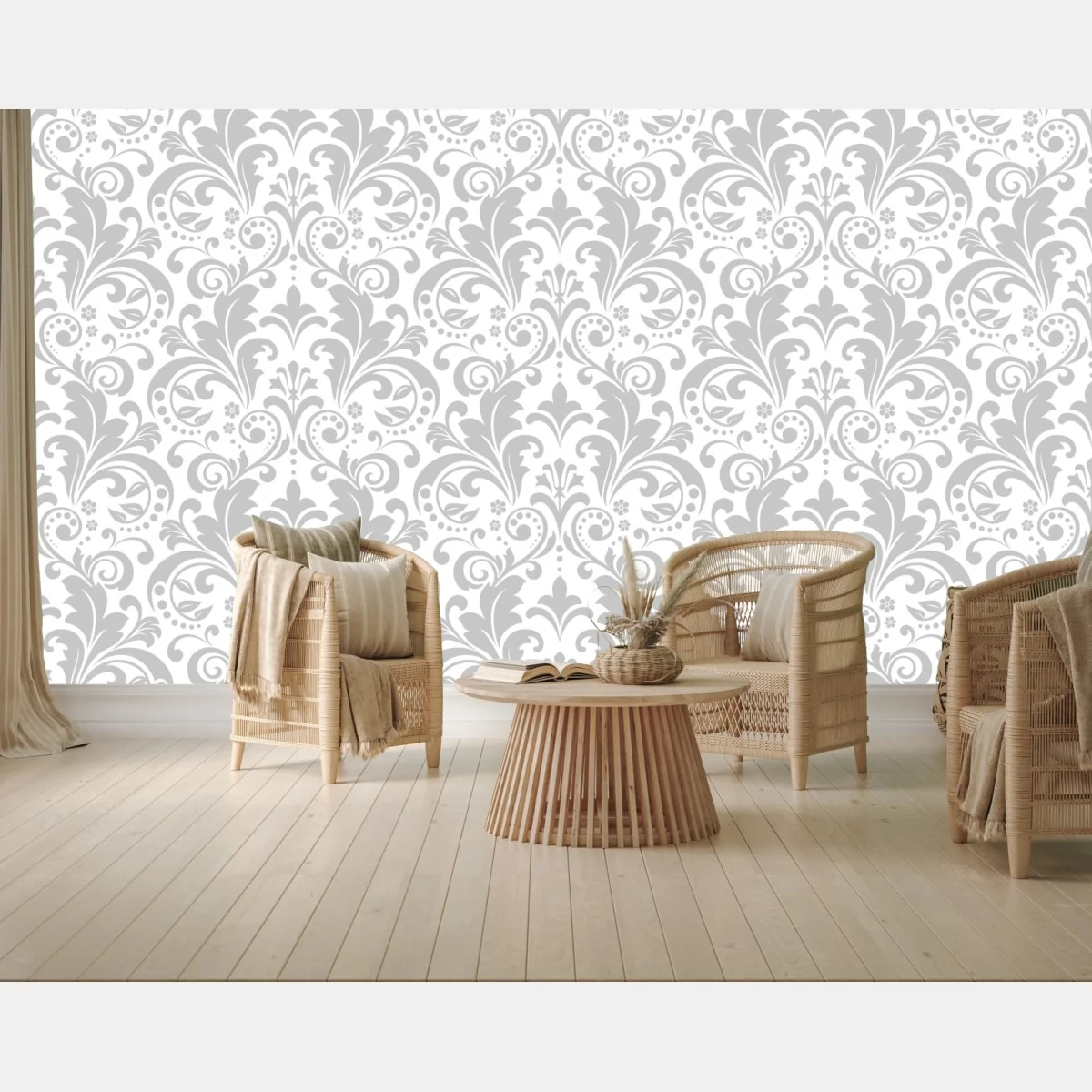 Fototapete elegantes graues damastmuster – Wallnifity® Fototapete elegantes graues damastmuster – Wallnifity®