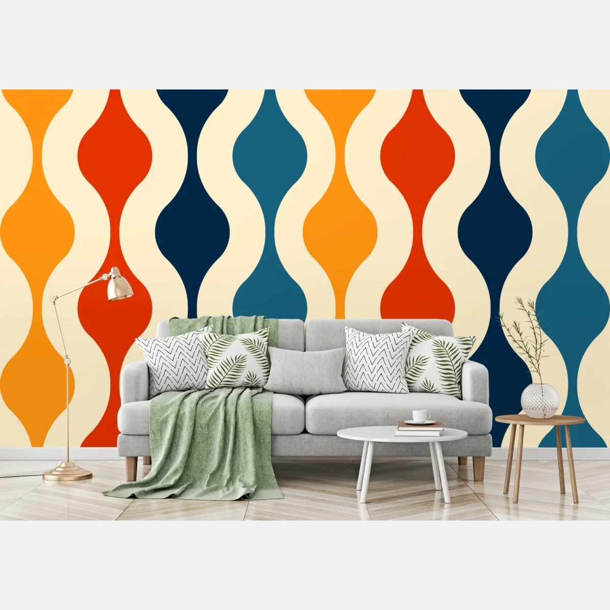 Fototapete retro welliges mid-century muster – Wallnifity®
