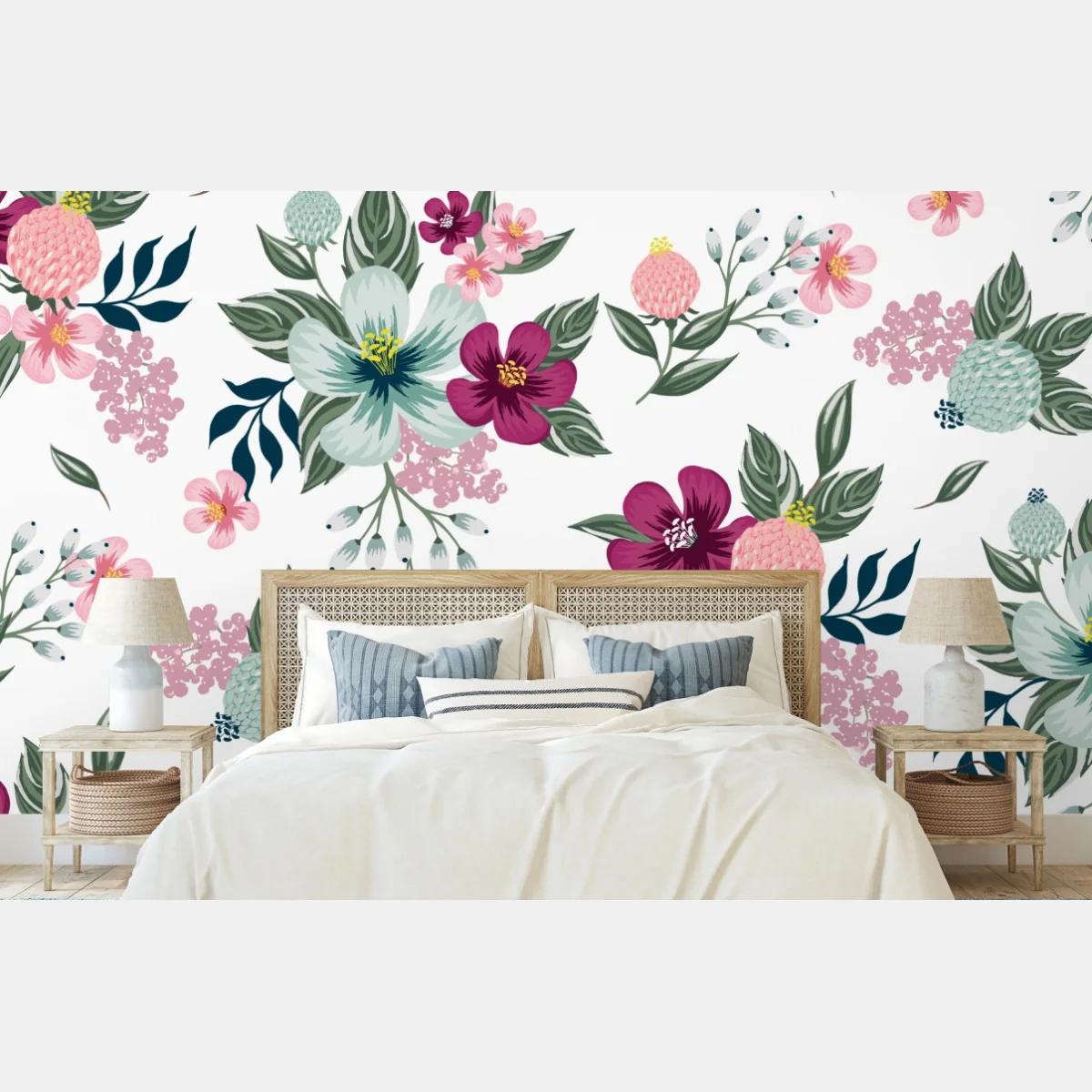 Fototapete pastell blumenmuster – Wallnifity®