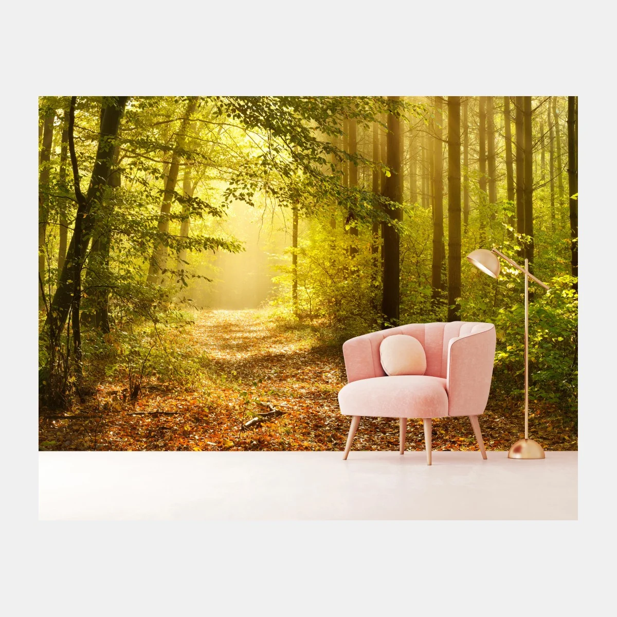 Fototapete sonnenbeschienener waldweg im herbst – Wallnifity® Fototapete sonnenbeschienener waldweg im herbst – Wallnifity®