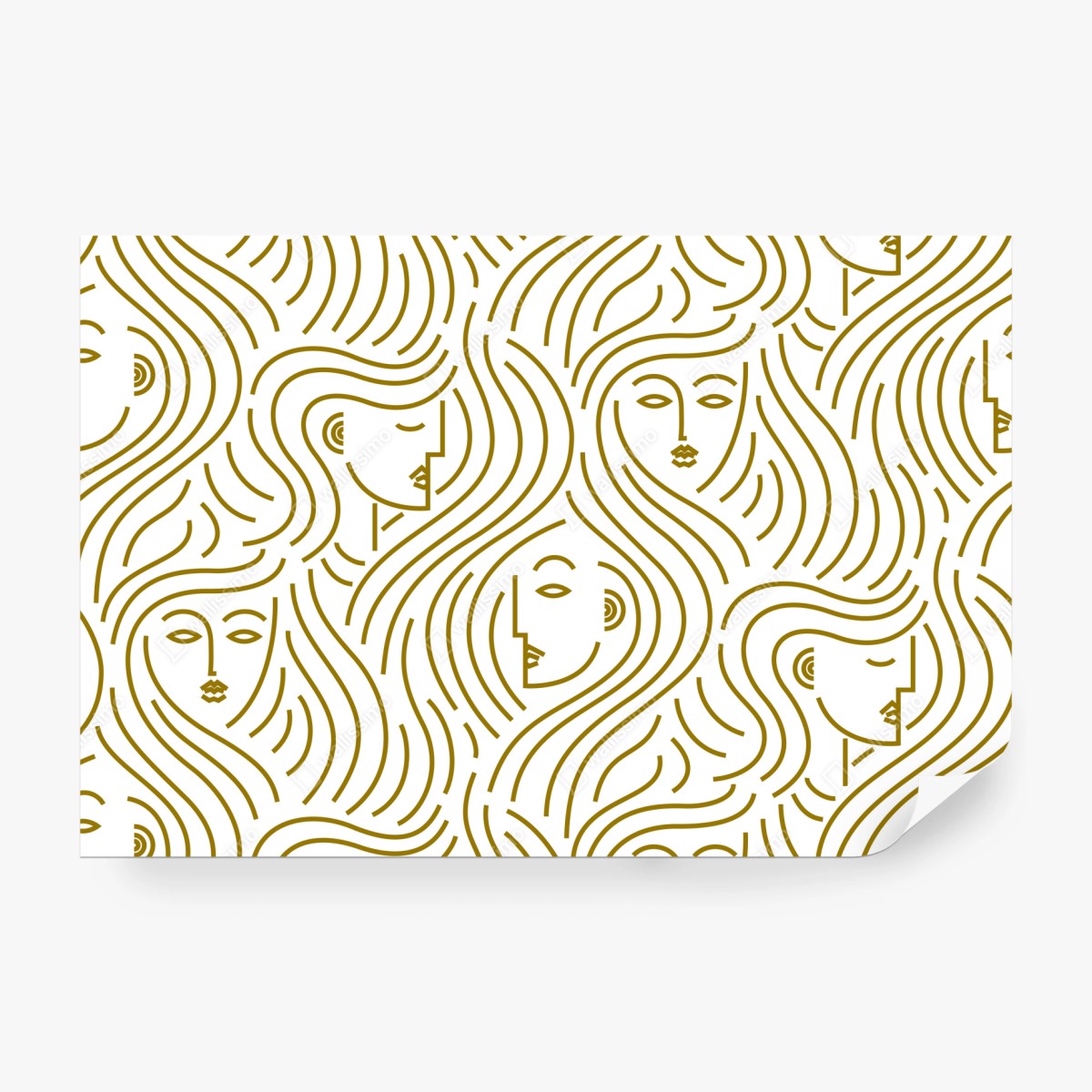 Fototapete goldene fließende gesichter nahtloses muster – Wallnifity®