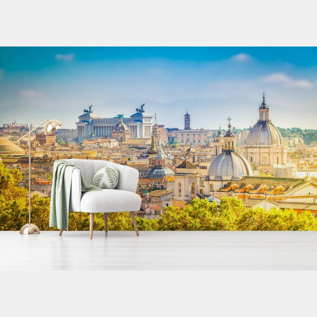 Fototapete sonnige skyline von Rom mit kuppeln – Wallnifity® Fototapete sonnige skyline von Rom mit kuppeln – Wallnifity®