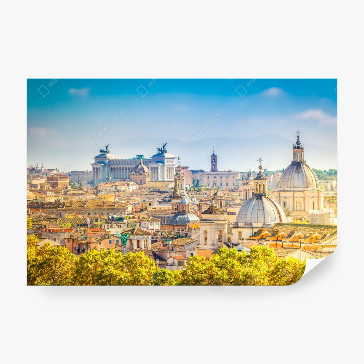 Fototapete sonnige skyline von Rom mit kuppeln – Wallnifity® Fototapete sonnige skyline von Rom mit kuppeln – Wallnifity®