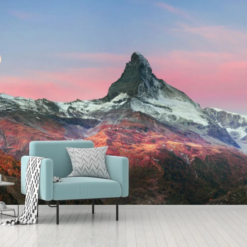 Fototapete herbstliche panoramaaufnahme des Matterhorns bei sonnenuntergang