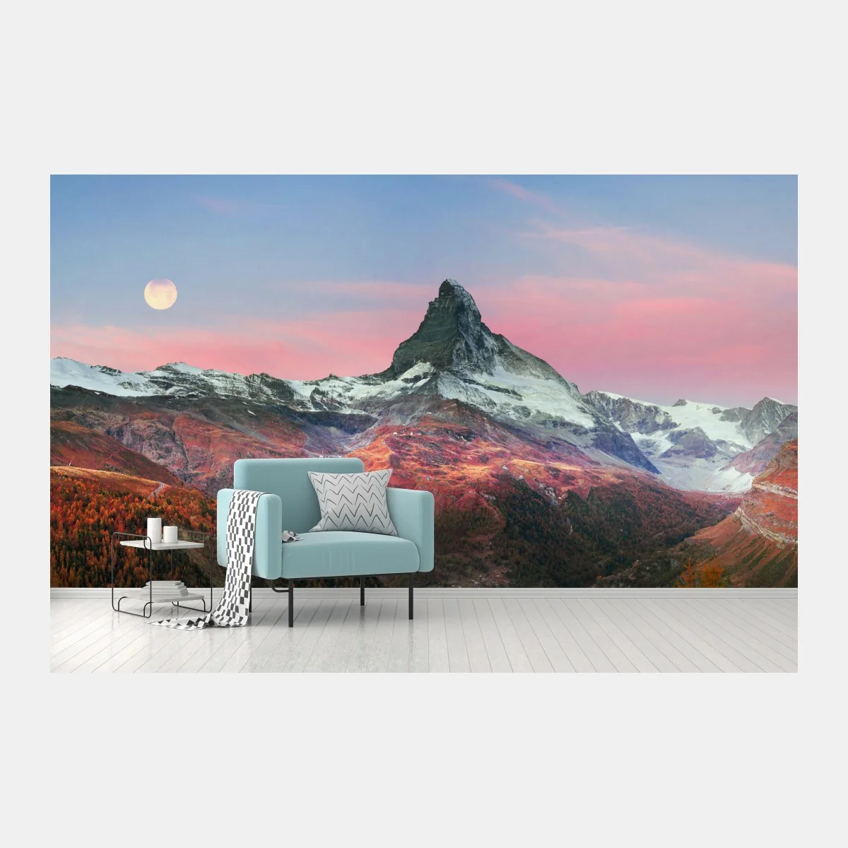 Fototapete herbstliche panoramaaufnahme des Matterhorns bei sonnenuntergang – Wallnifity® Fototapete herbstliche panoramaaufnahme des Matterhorns bei sonnenuntergang – Wallnifity®