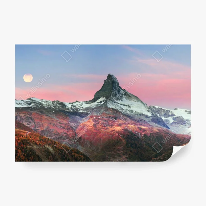 Fototapete herbstliche panoramaaufnahme des Matterhorns bei sonnenuntergang