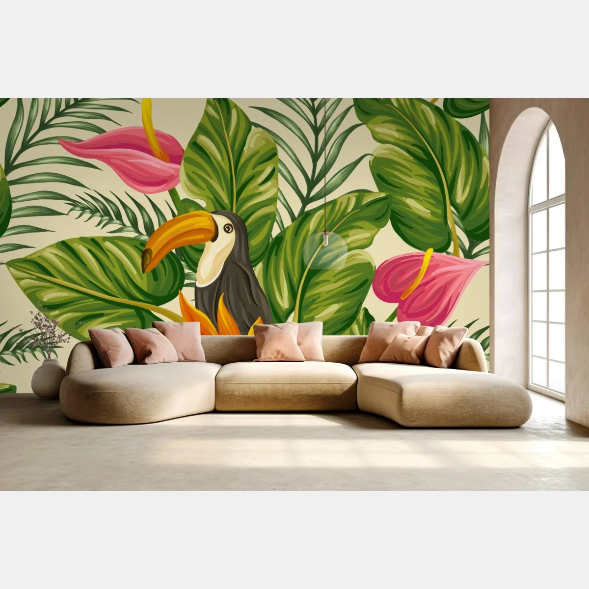 Fototapete tropisches botanisches muster mit tukan – Wallnifity® Fototapete tropisches botanisches muster mit tukan – Wallnifity®