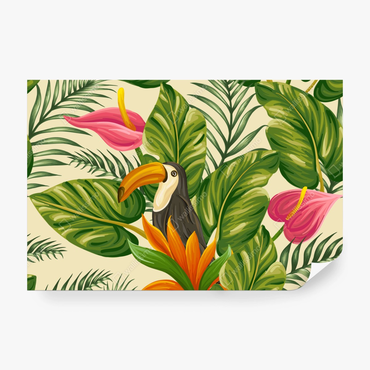 Fototapete tropisches botanisches muster mit tukan – Wallnifity® Fototapete tropisches botanisches muster mit tukan – Wallnifity®