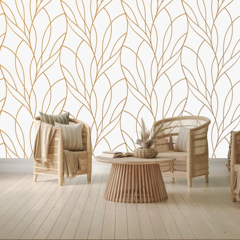 Fototapete goldenes blattmuster auf weißem hintergrund – Wallnifity® Fototapete goldenes blattmuster auf weißem hintergrund – Wallnifity®