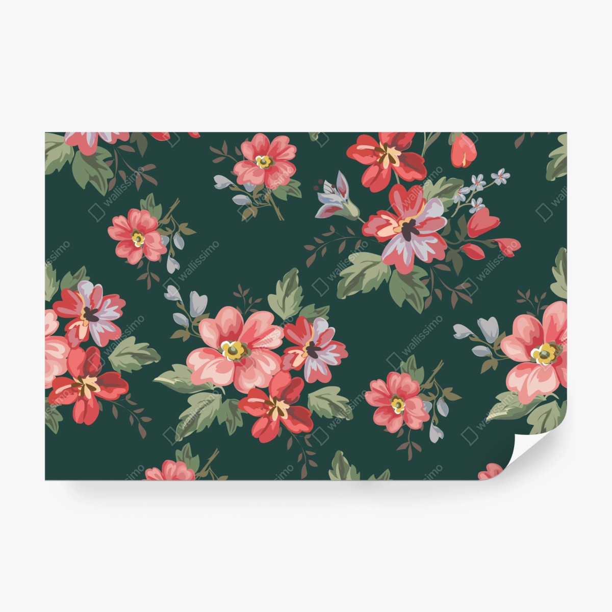 Fototapete vintage rosa blumenmuster auf tiefgrün – Wallnifity® Fototapete vintage rosa blumenmuster auf tiefgrün – Wallnifity®