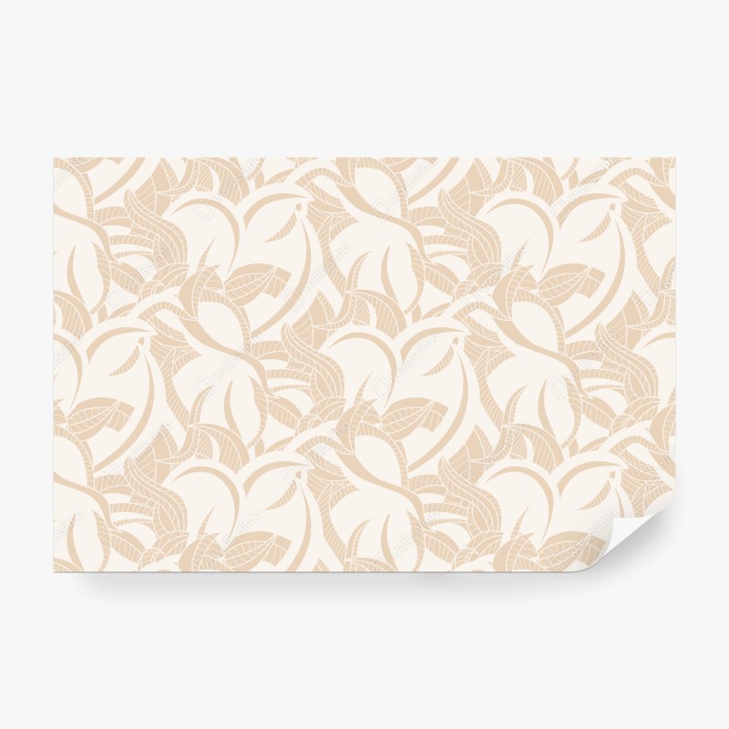 Fototapete beiges blattmuster im botanischen stil – Wallnifity®