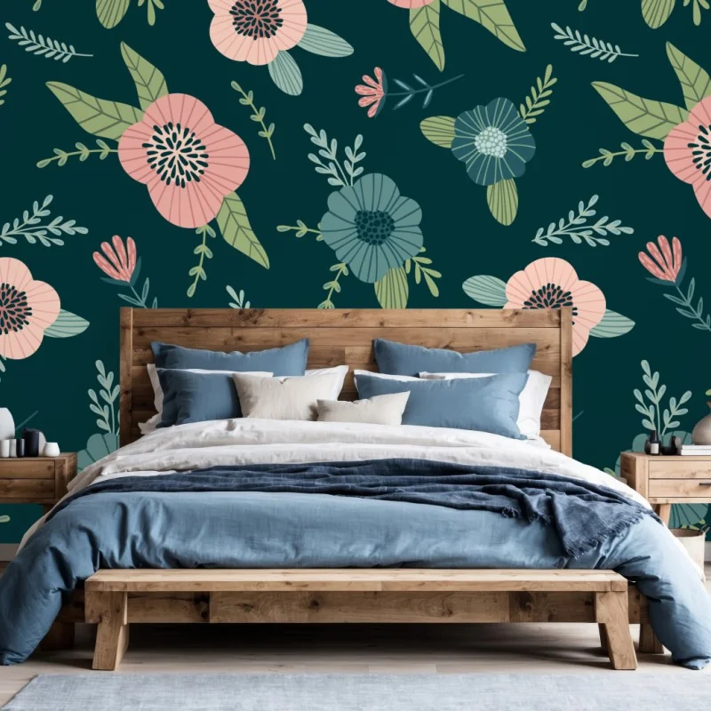 Fototapete pastelliges botanisches blumenmuster