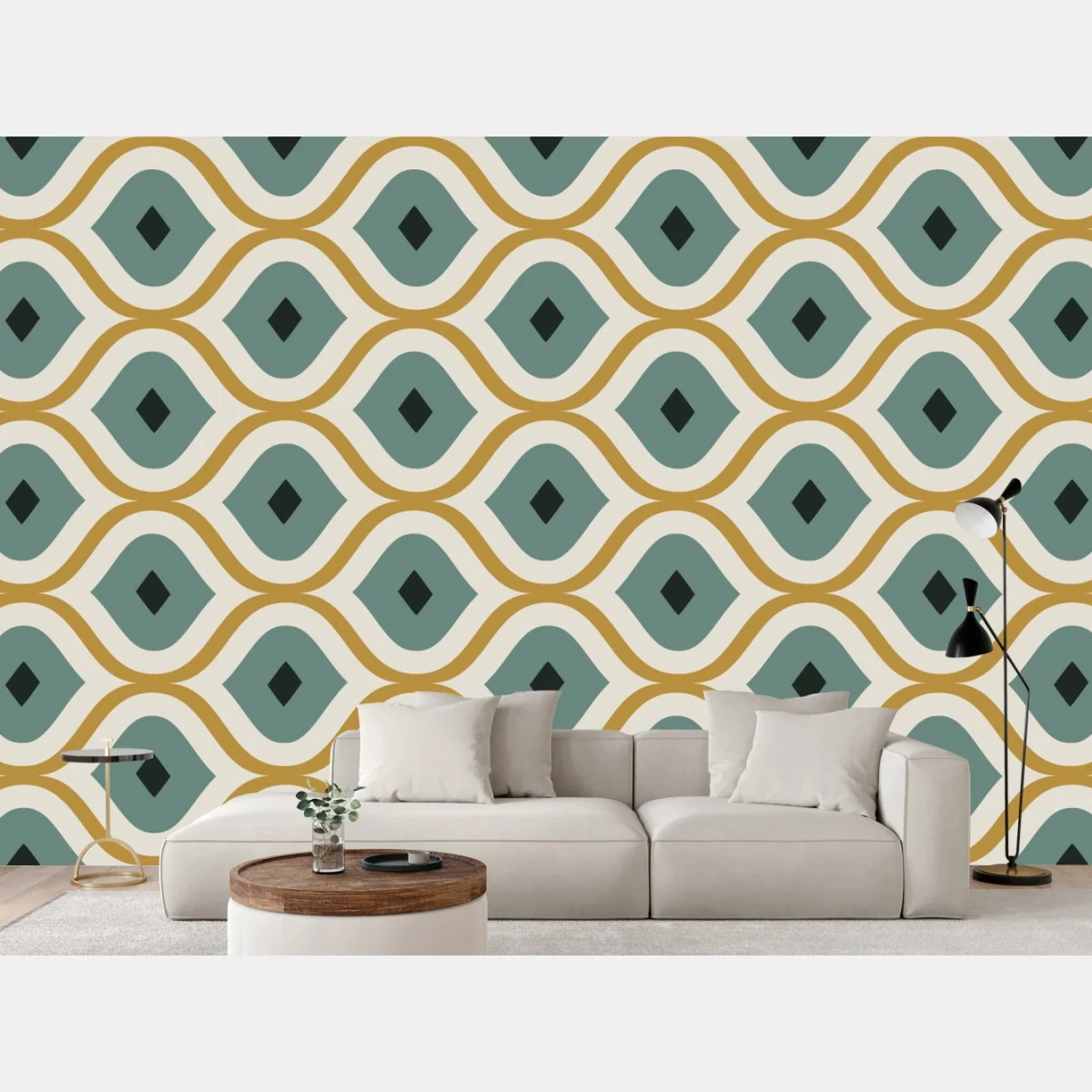 Fototapete türkis-goldenes geometrisches ornament – Wallnifity® Fototapete türkis-goldenes geometrisches ornament – Wallnifity®