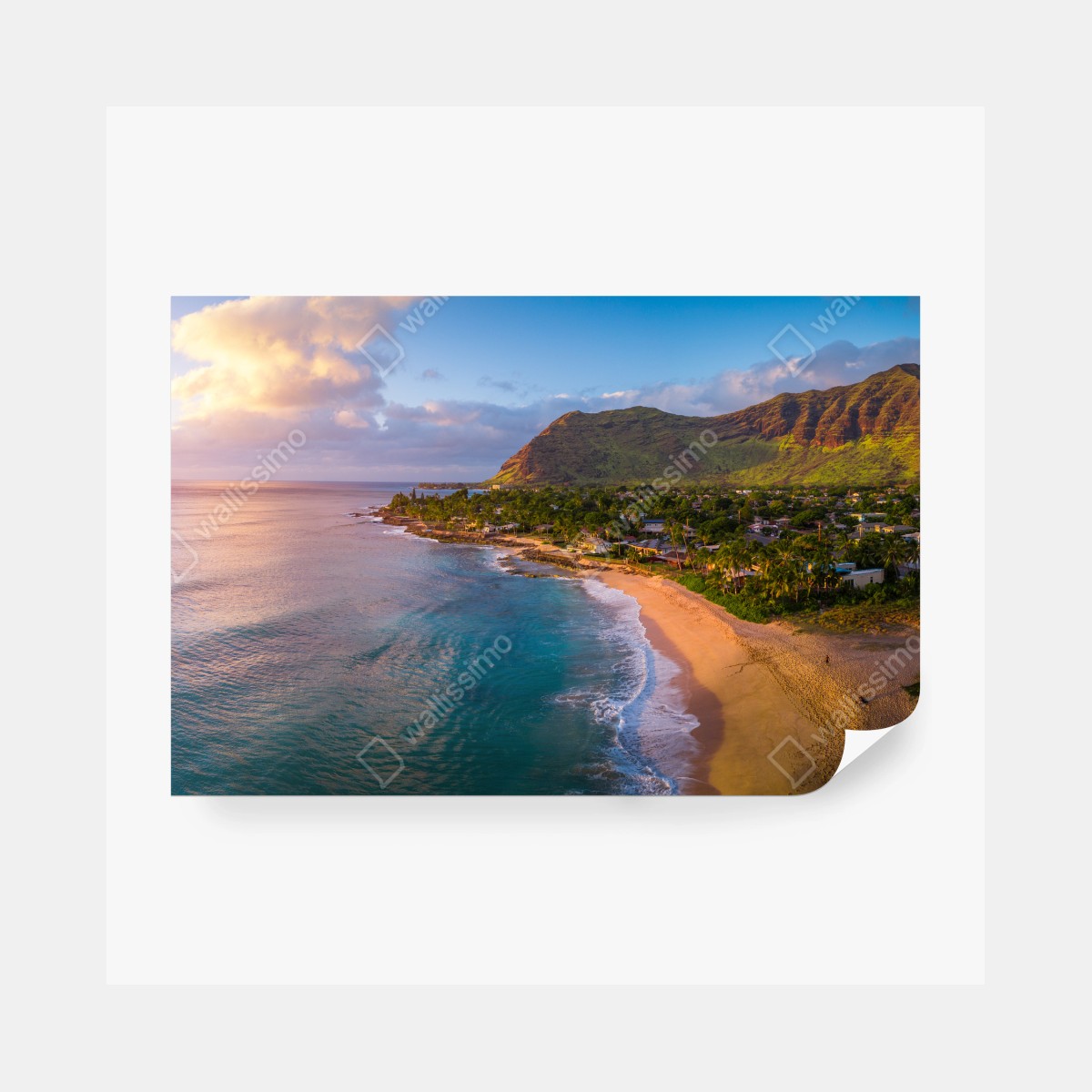 Fototapete sonnenuntergang am strand panorama mit tropischen bergen – Wallnifity® Fototapete sonnenuntergang am strand panorama mit tropischen bergen – Wallnifity®