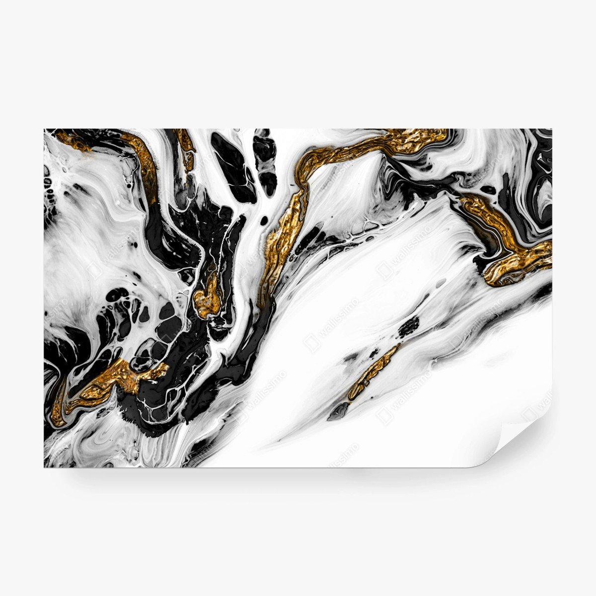 Fototapete schwarz-weiße abstraktion mit goldenen adern – Wallnifity® Fototapete schwarz-weiße abstraktion mit goldenen adern – Wallnifity®