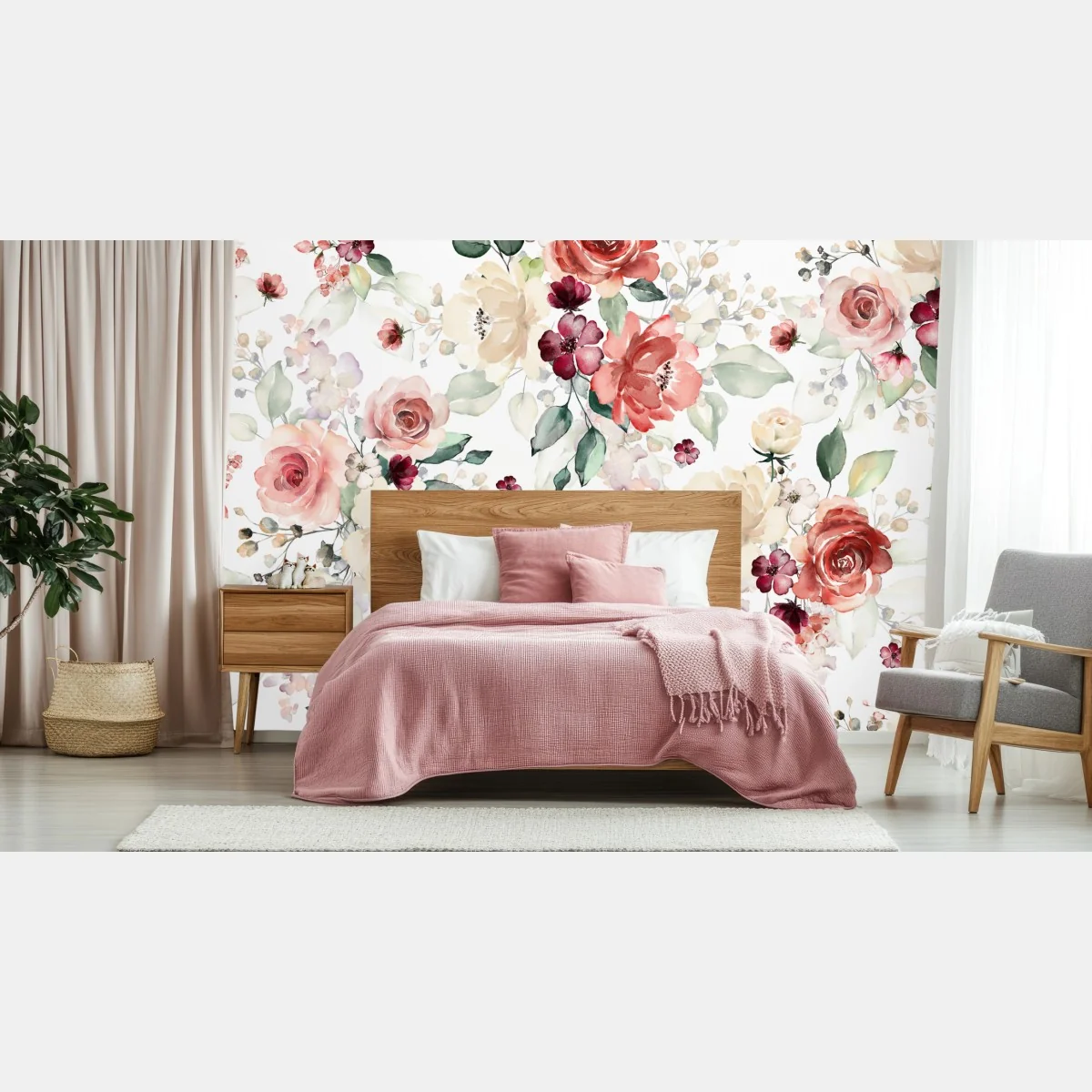 Fototapete zartes aquarell rosenmuster – Wallnifity®