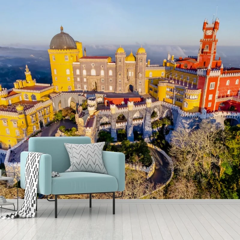 Fototapete bunter palast Pena in Sintra – Wallnifity® Fototapete bunter palast Pena in Sintra – Wallnifity®