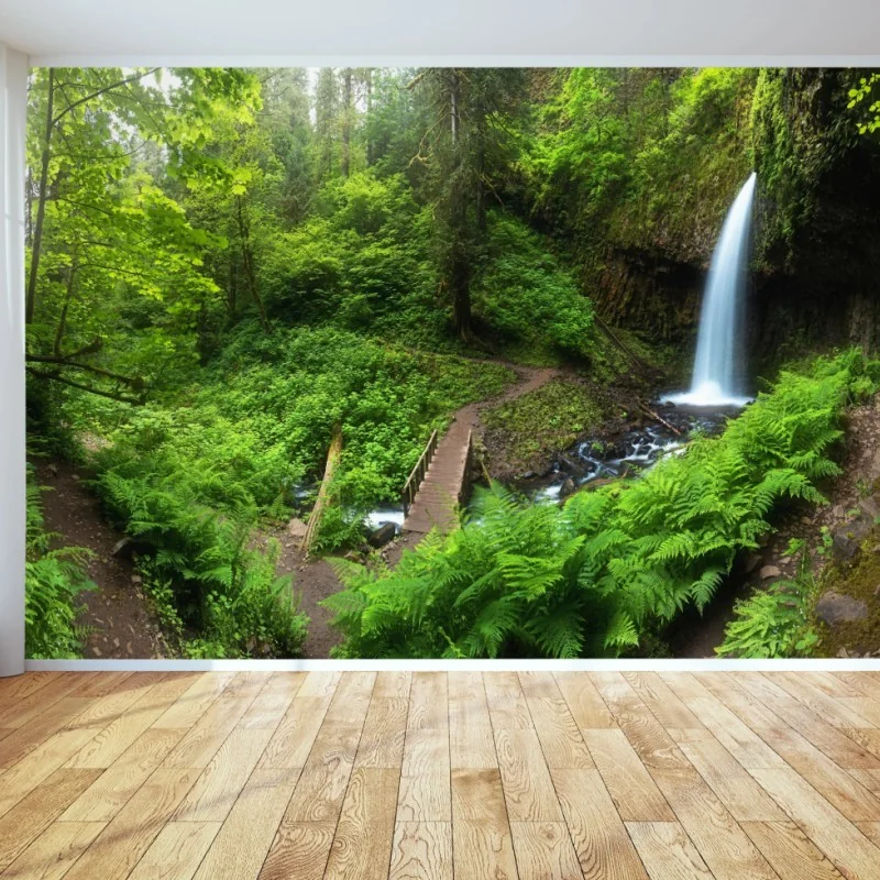 Fototapete üppiger waldwasserfall panorama – Wallnifity® Fototapete üppiger waldwasserfall panorama – Wallnifity®