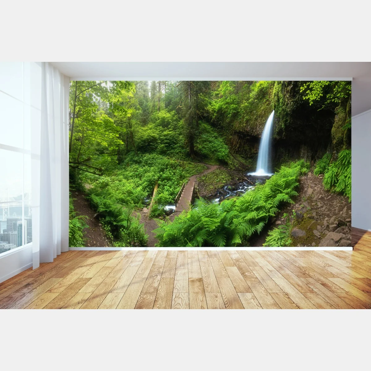 Fototapete üppiger waldwasserfall panorama – Wallnifity® Fototapete üppiger waldwasserfall panorama – Wallnifity®