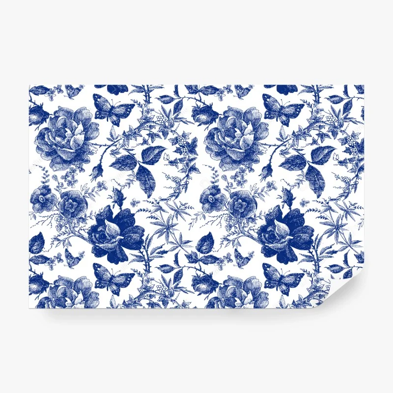 Fototapete blaues blumen toile-muster