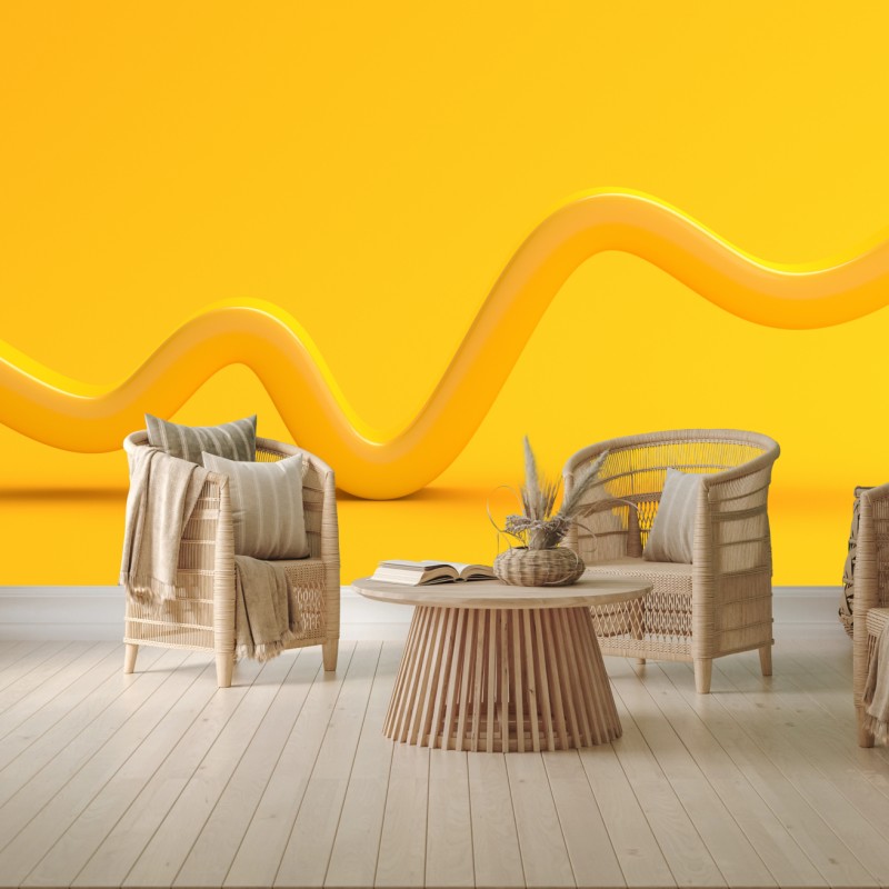 Fototapete sonnige gelbe 3d-abstrakte kurve