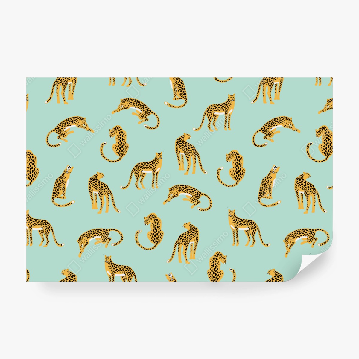 Fototapete verspieltes gepardenmuster auf türkisgrund – Wallnifity® Fototapete verspieltes gepardenmuster auf türkisgrund – Wallnifity®