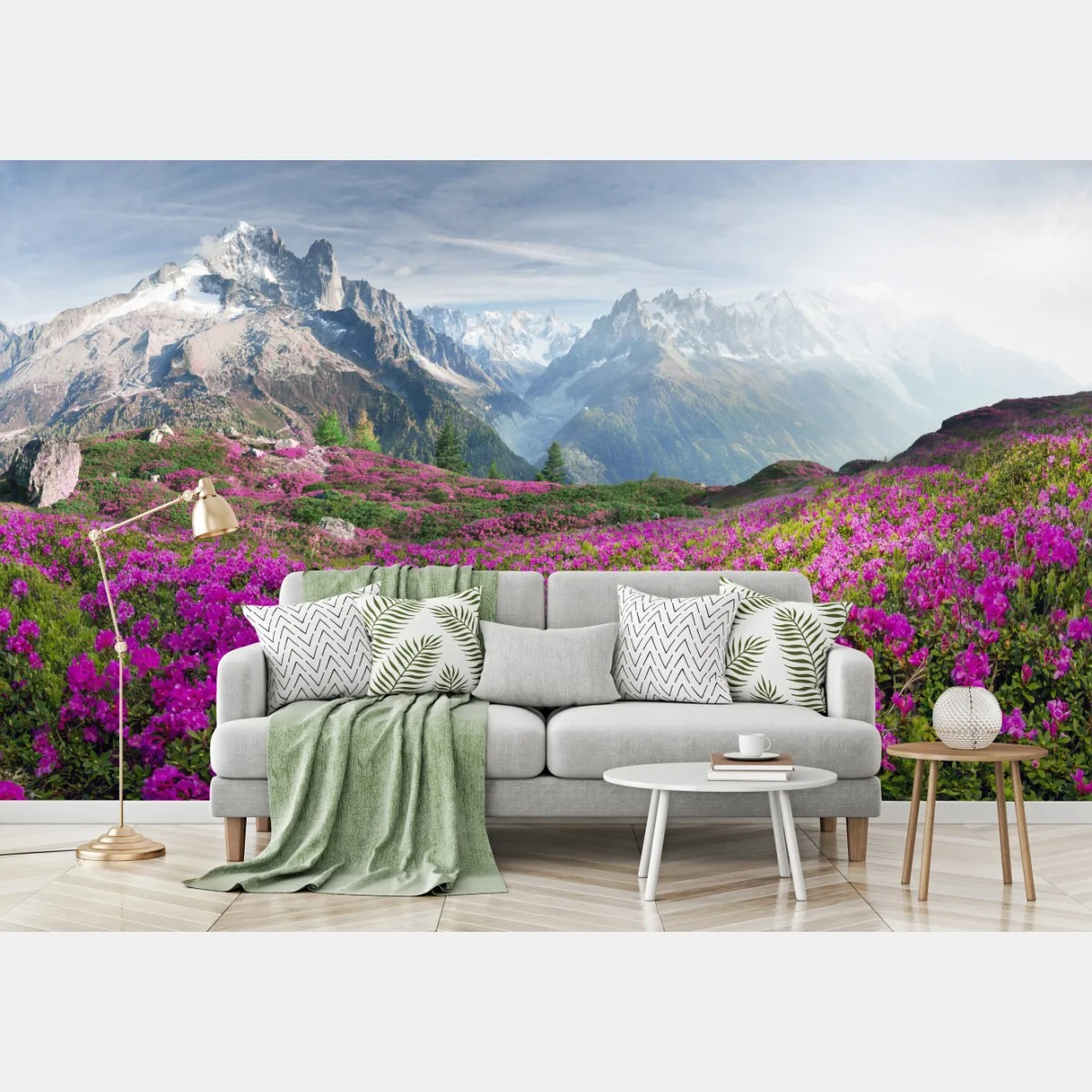 Fototapete alpine rhododendronwiese bei Mont Blanc – Wallnifity®