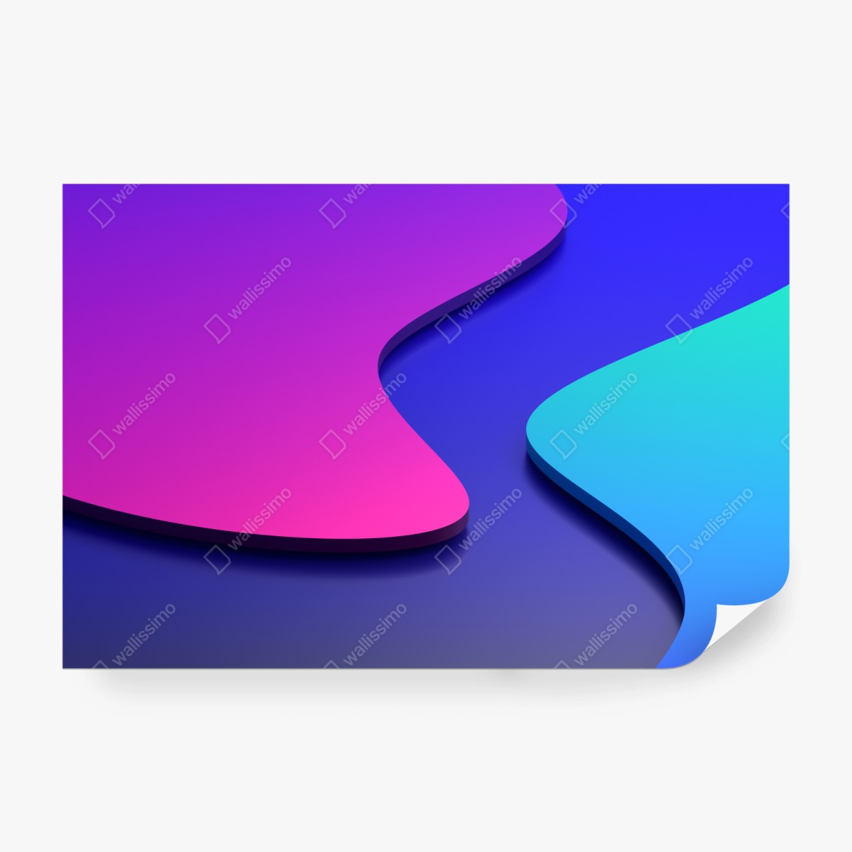 Fototapete leuchtende lila-blaue abstrakte 3d-formen – Wallnifity®