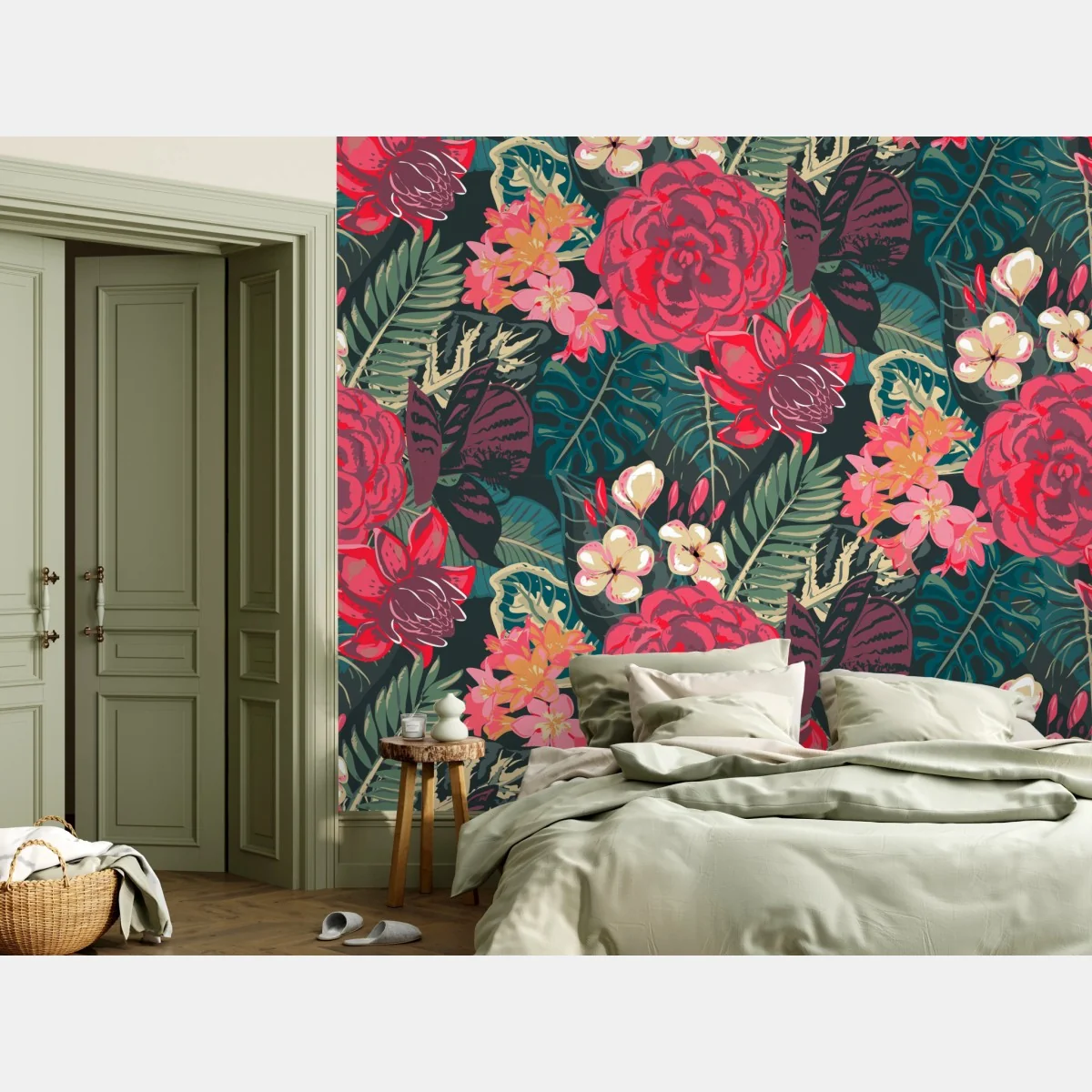 Fototapete tropisches blumenmuster in rosa und türkis – Wallnifity® Fototapete tropisches blumenmuster in rosa und türkis – Wallnifity®