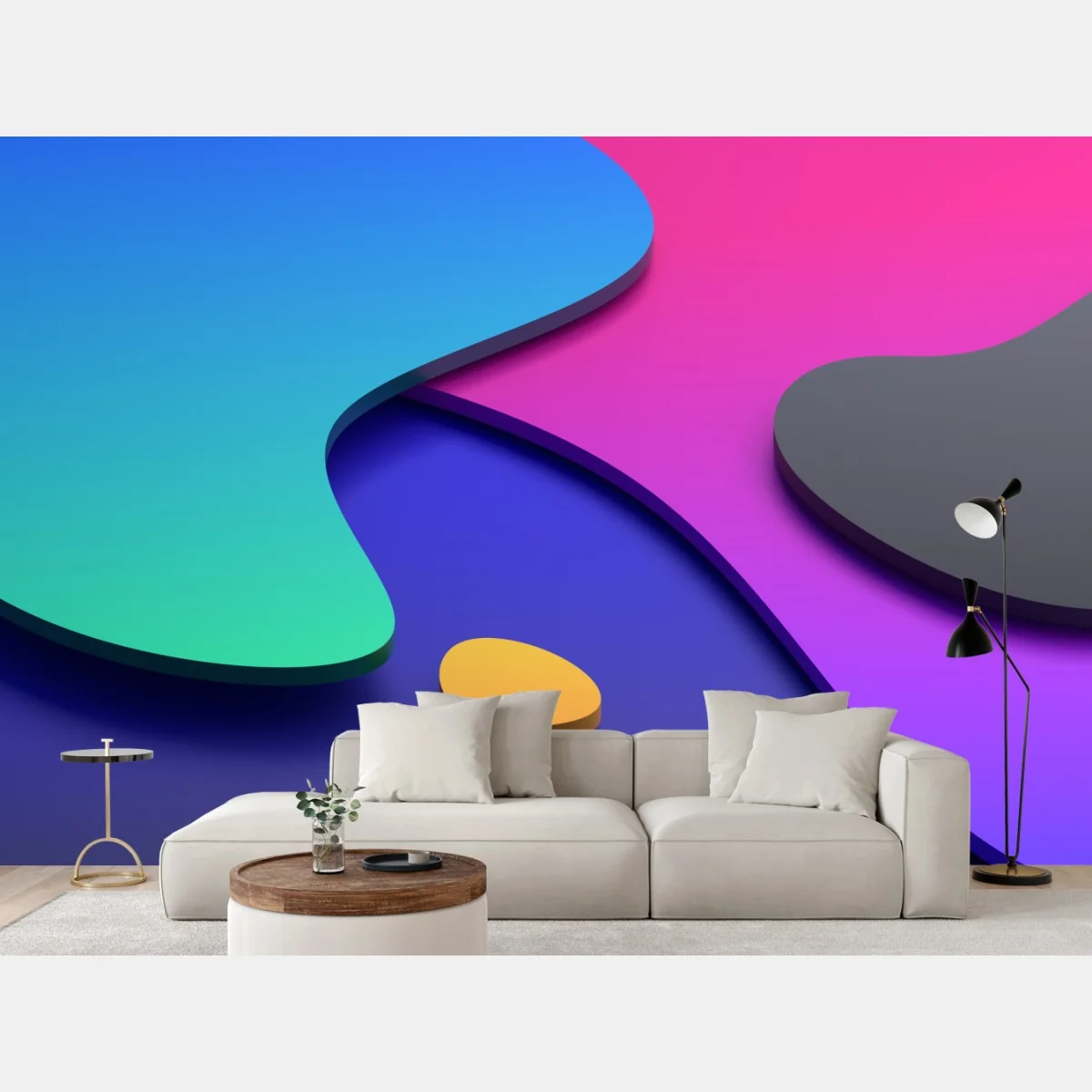 Fototapete lebhafte abstrakte 3d-kurven – Wallnifity® Fototapete lebhafte abstrakte 3d-kurven – Wallnifity®