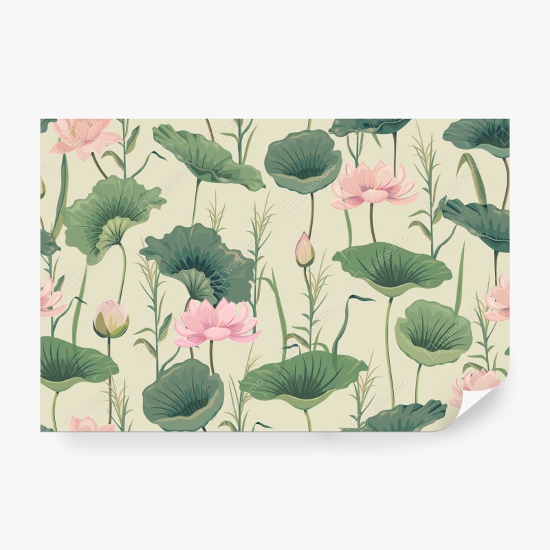 Fototapete sanfter lotusgarten botanisches muster