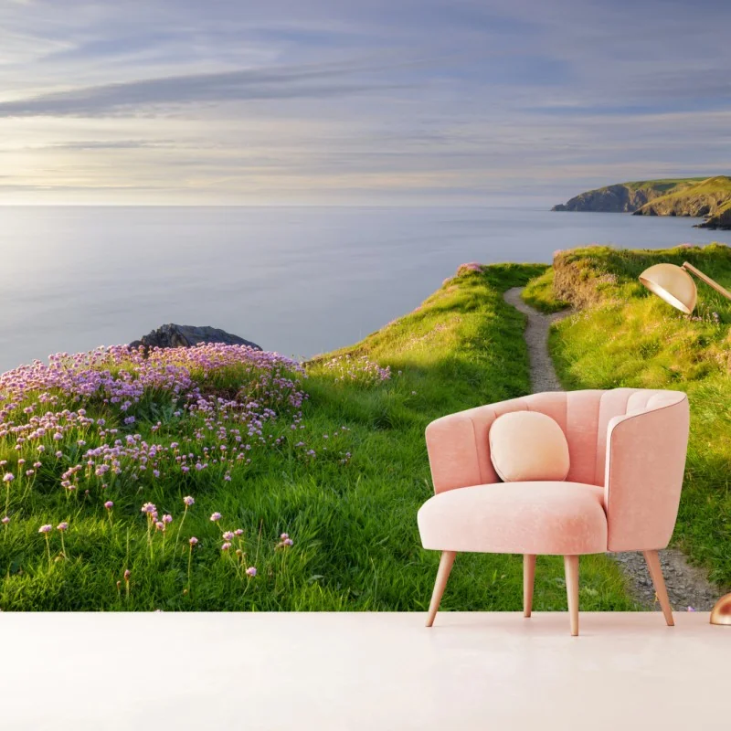 Fototapete Ceibwr Bay küstenpfad bei dämmerung