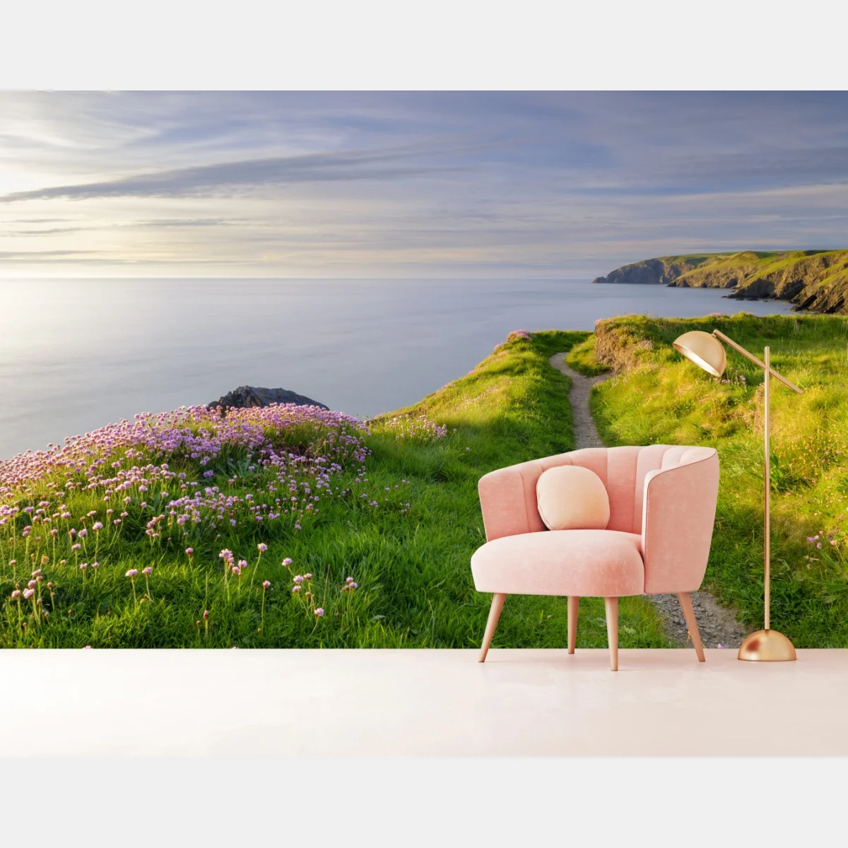 Fototapete Ceibwr Bay küstenpfad bei dämmerung – Wallnifity®