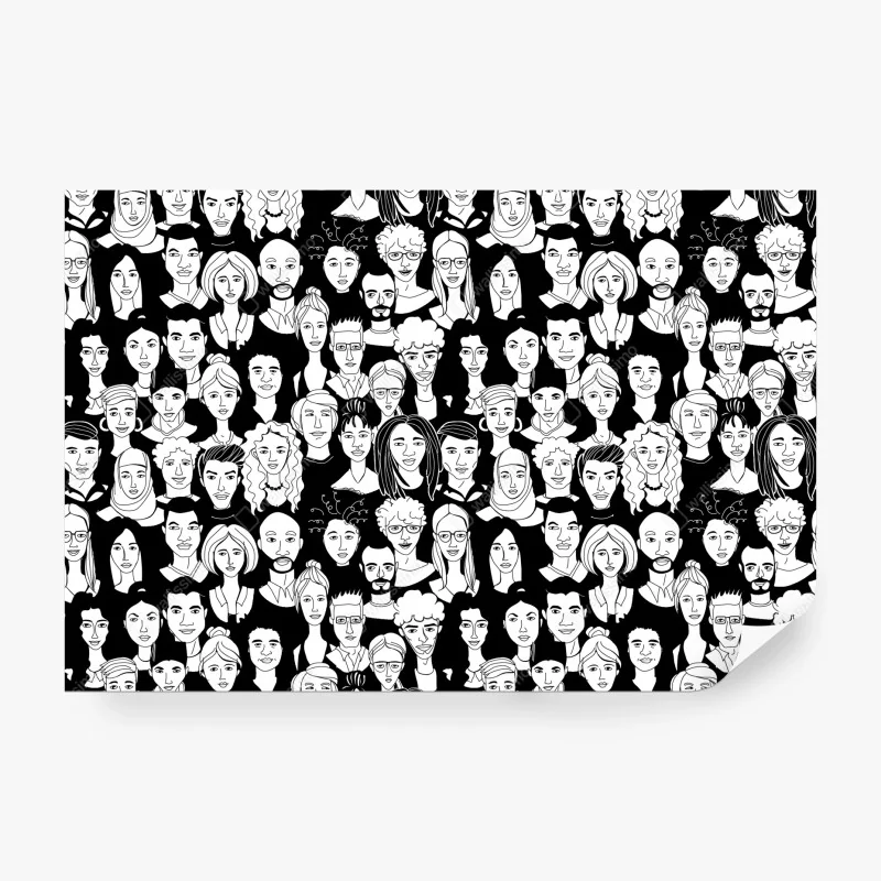 Fototapete muster mit vielfältigen gesichtern