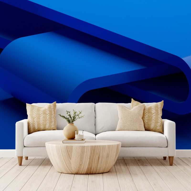 Fototapete minimalistische blaue geometrische schleife