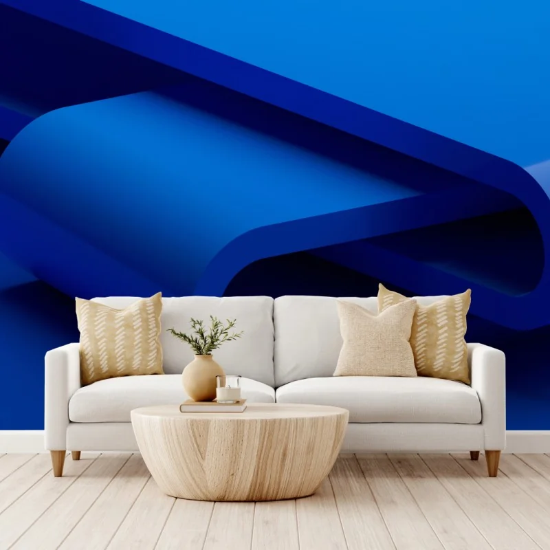 Fototapete minimalistische blaue geometrische schleife – Wallnifity® Fototapete minimalistische blaue geometrische schleife – Wallnifity®