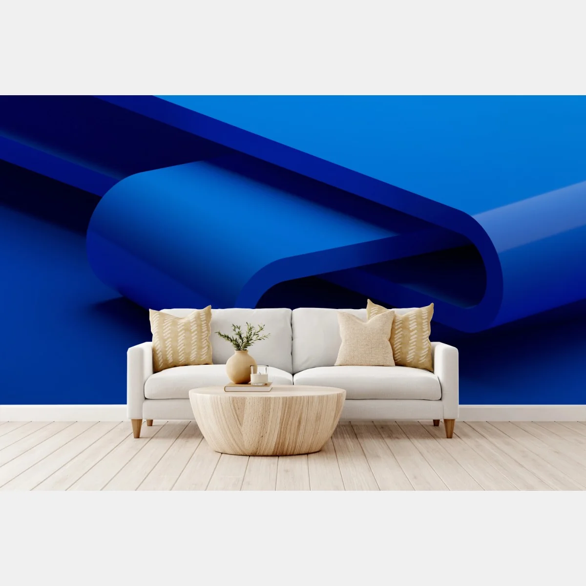 Fototapete minimalistische blaue geometrische schleife – Wallnifity® Fototapete minimalistische blaue geometrische schleife – Wallnifity®