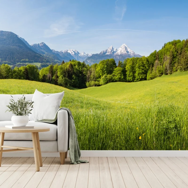 Fototapete ruhiges alpines wiesenpanorama
