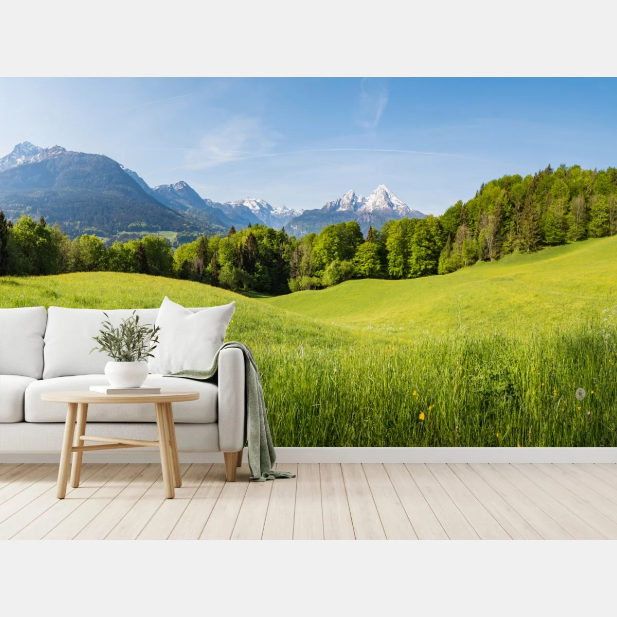 Fototapete ruhiges alpines wiesenpanorama – Wallnifity®