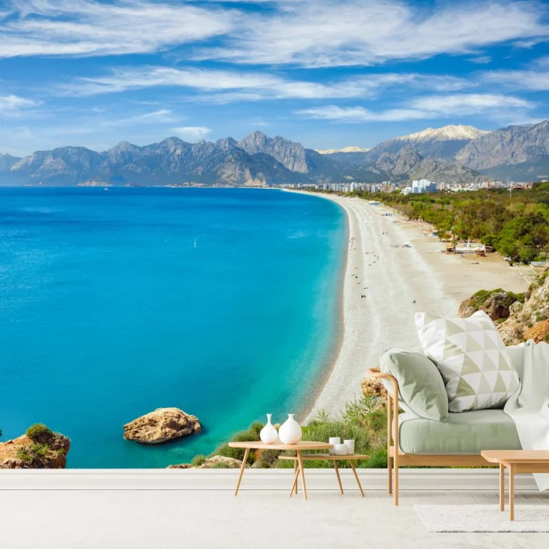 Fototapete ruhiger strand von Konyaalti, Antalya – Wallnifity® Fototapete ruhiger strand von Konyaalti, Antalya – Wallnifity®