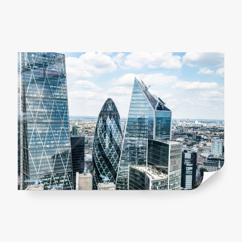 Fototapete moderne London skyline mit gläsernen wolkenkratzern