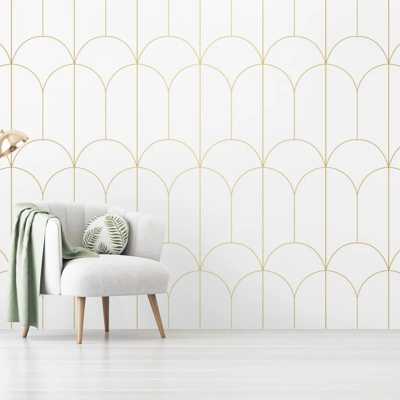 Fototapete goldenes art deco bogenmuster