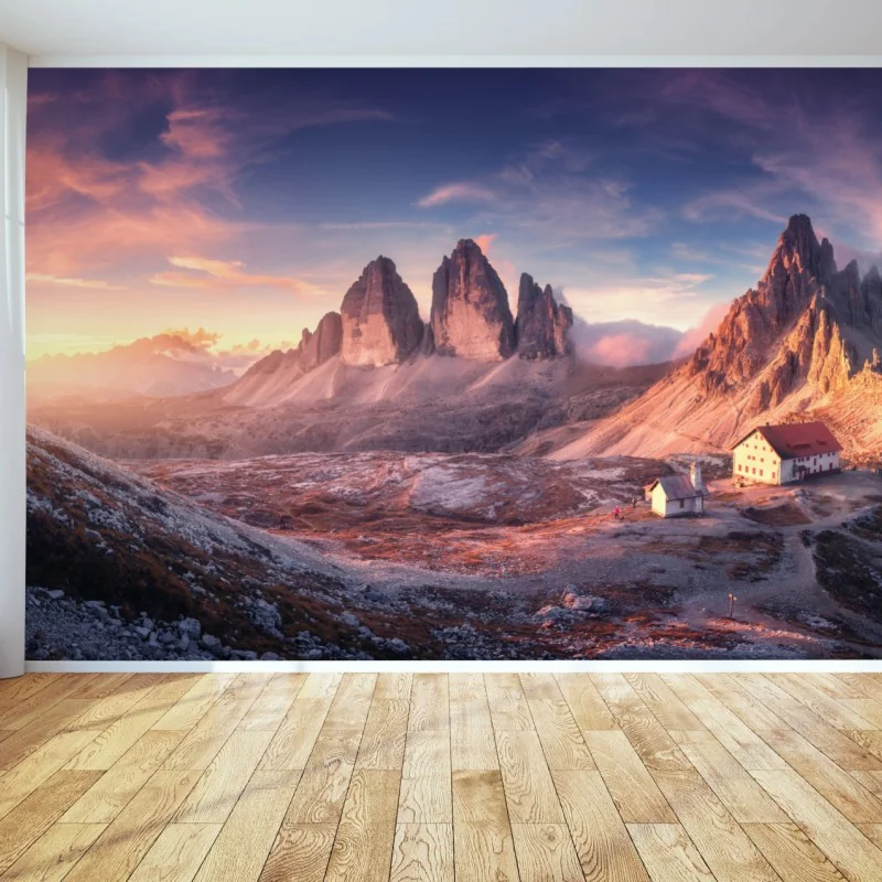 Fototapete sonnenaufgang über den gipfeln der Dolomiten