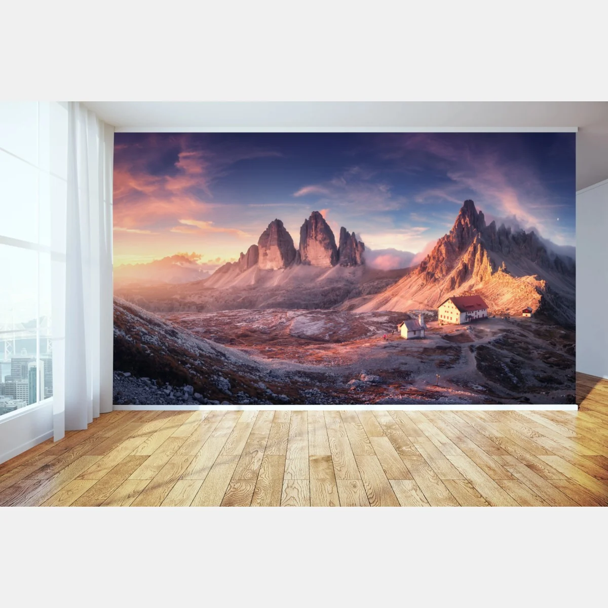 Fototapete sonnenaufgang über den gipfeln der Dolomiten – Wallnifity® Fototapete sonnenaufgang über den gipfeln der Dolomiten – Wallnifity®