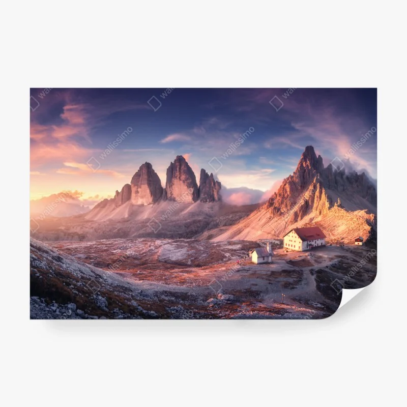 Fototapete sonnenaufgang über den gipfeln der Dolomiten