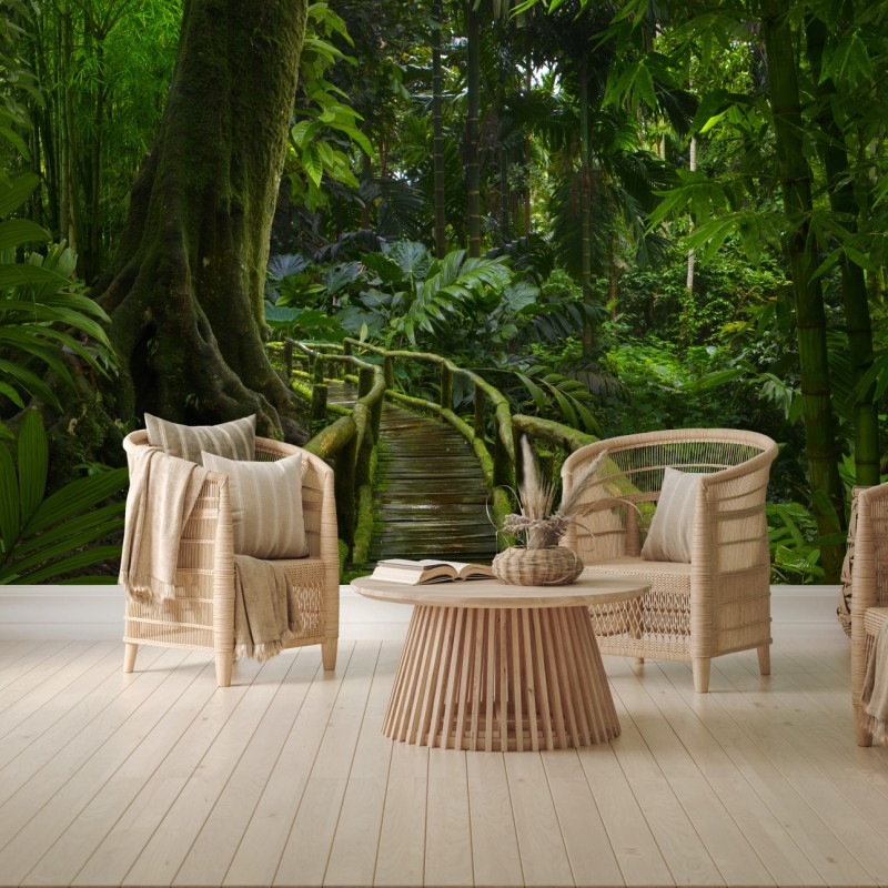 Fototapete ruhiger dschungelsteg durch üppigen regenwald